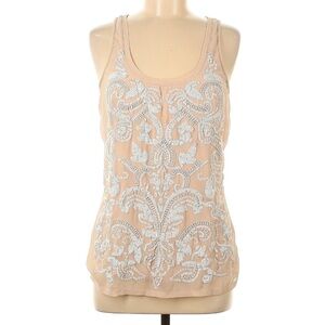 Embellished Beige Tank Top